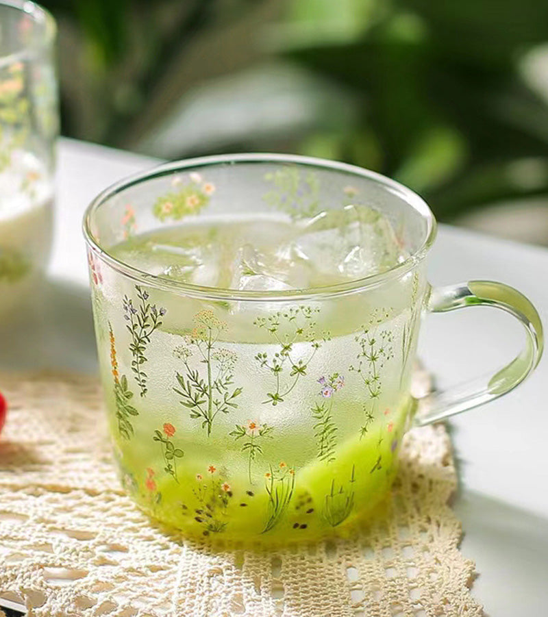 Beauty Wildflower Glass Cup