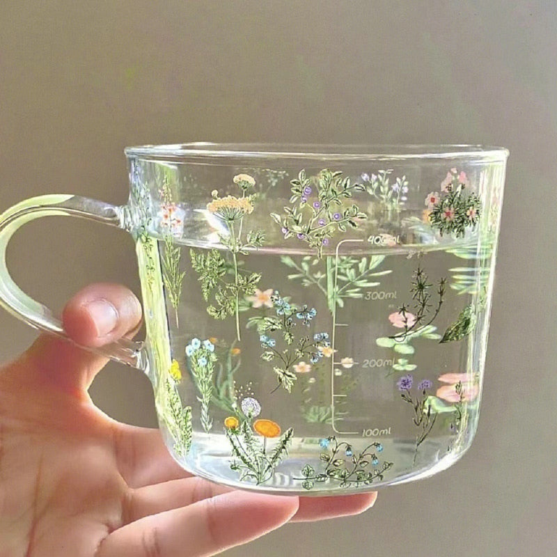 Beauty Wildflower Glass Cup