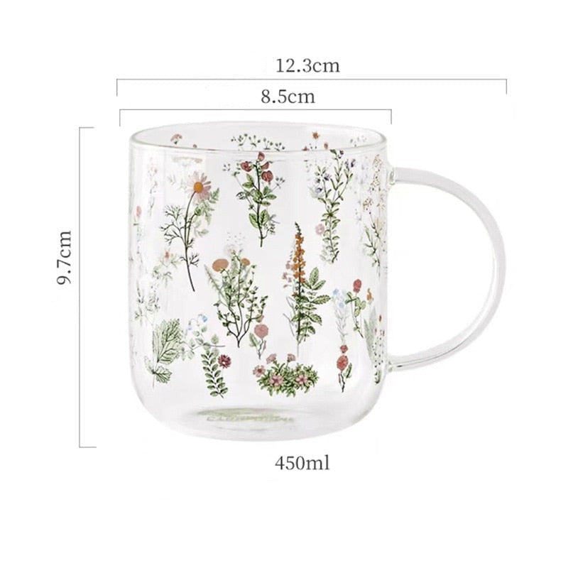 Beauty Wildflower Glass Cup
