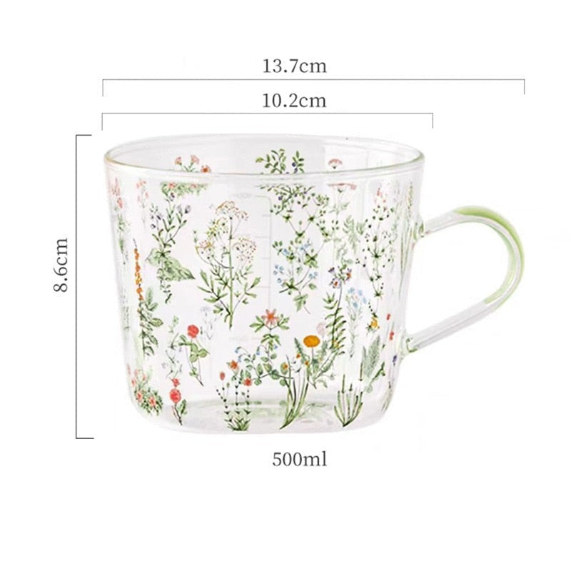 Beauty Wildflower Glass Cup