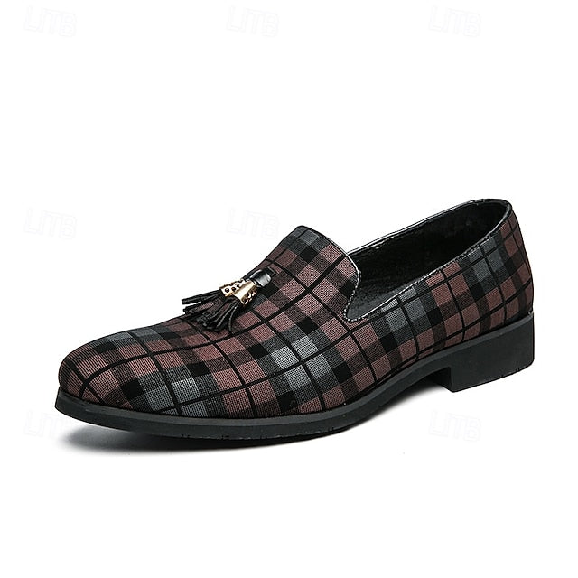 with Elegant Plaid Decoration Tassel – Loafers Men's