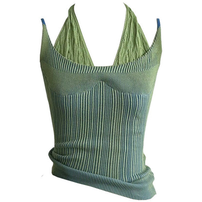 Double Layered Y2K Knit Halter Top