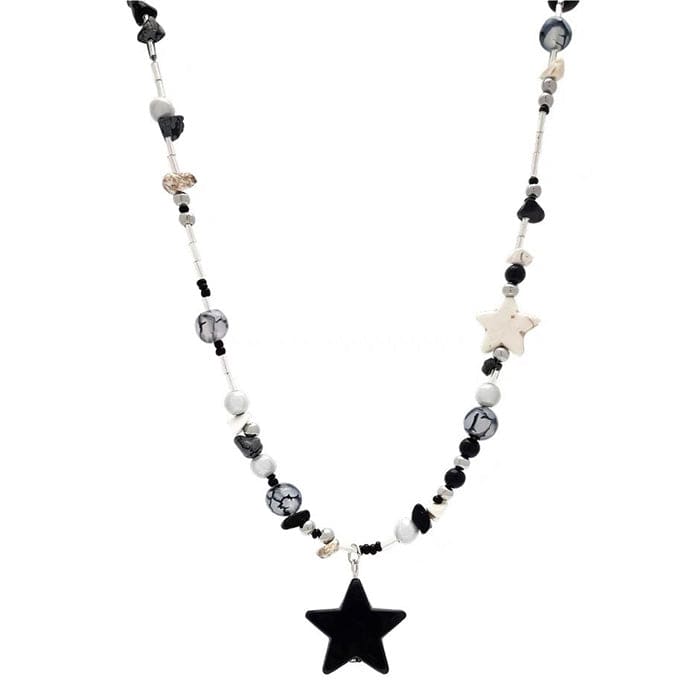 Y2K Star Beaded Necklace - Standart / Black - Necklace