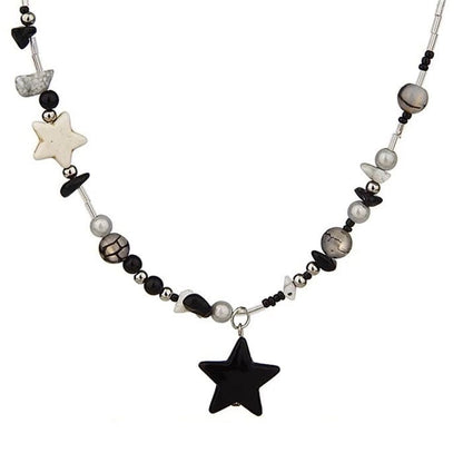 Y2K Star Beaded Necklace - Standart / Black - Necklace