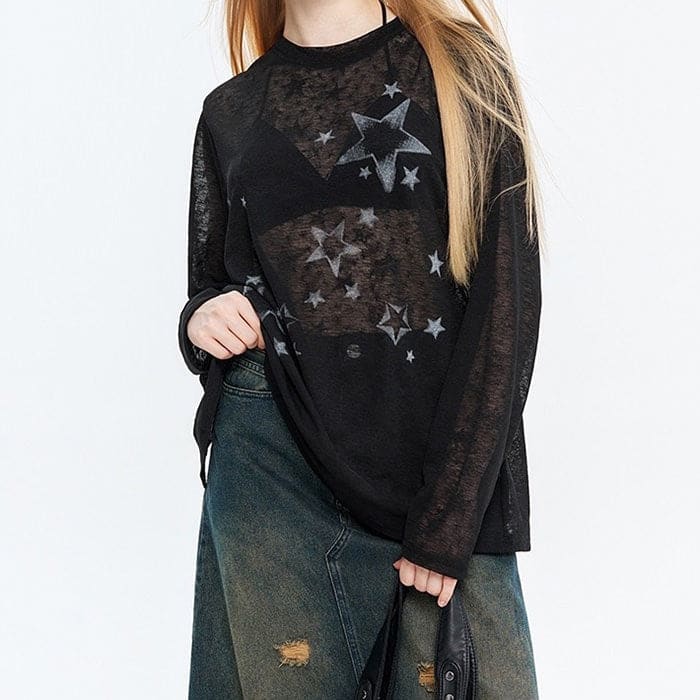 Y2K Star Long Sleeve Top - Tops