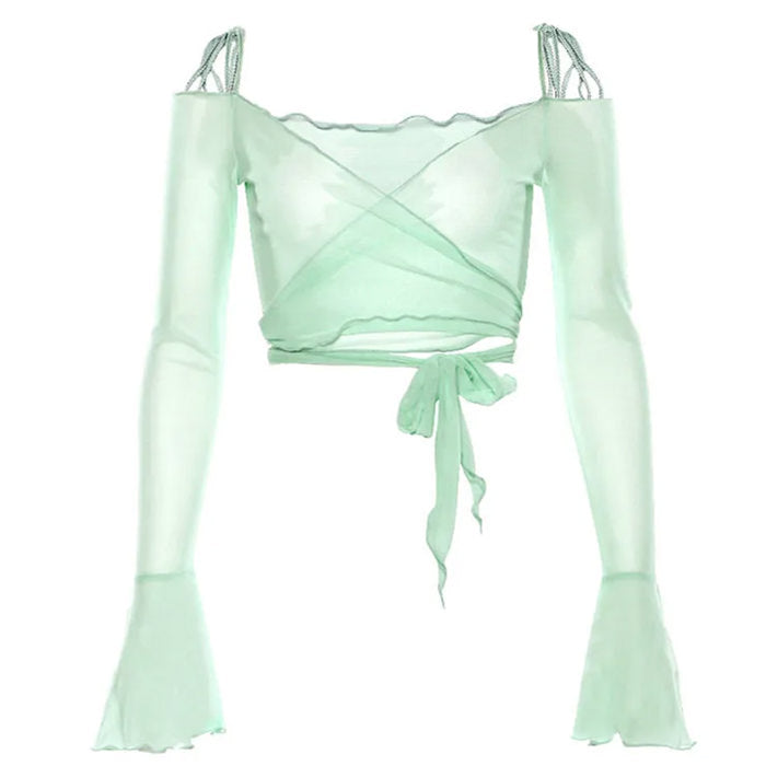 Y2K Chic Sleeves Mesh Top