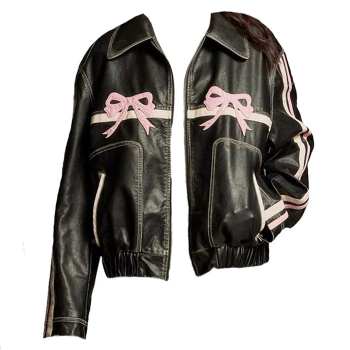 Y2K Bow Motorcycle Jacket