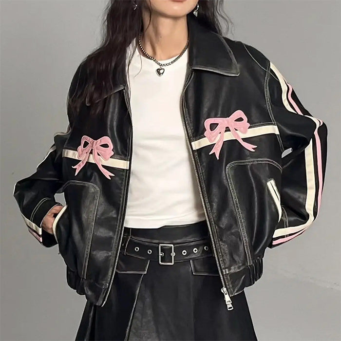 Y2K Bow Motorcycle Jacket