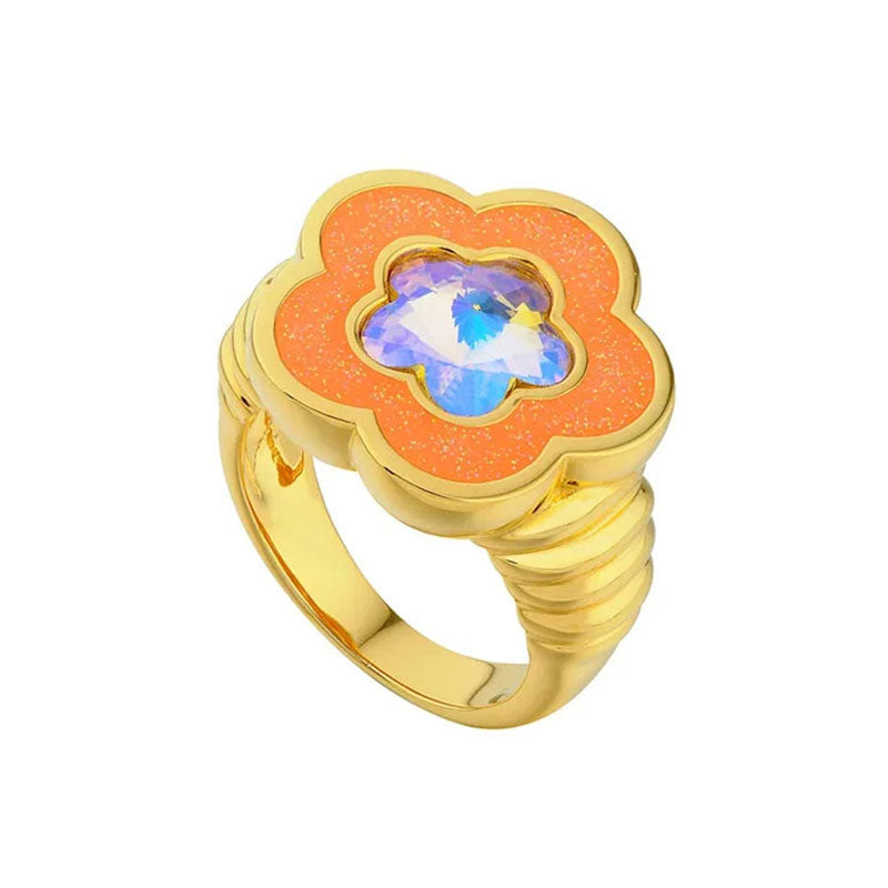 Y2K Flower Rhinestone Ring