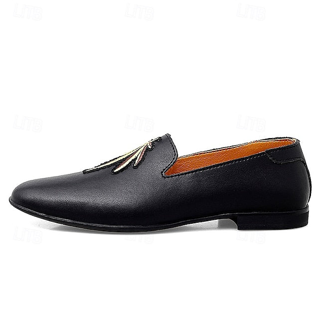 Faux Men's with - White Prom Loafers Shoes Leather Feather