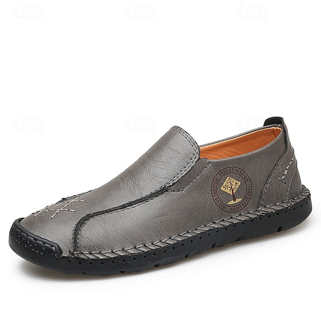 Moccasins Leather Genuine – Men's Beige Faux Handmade