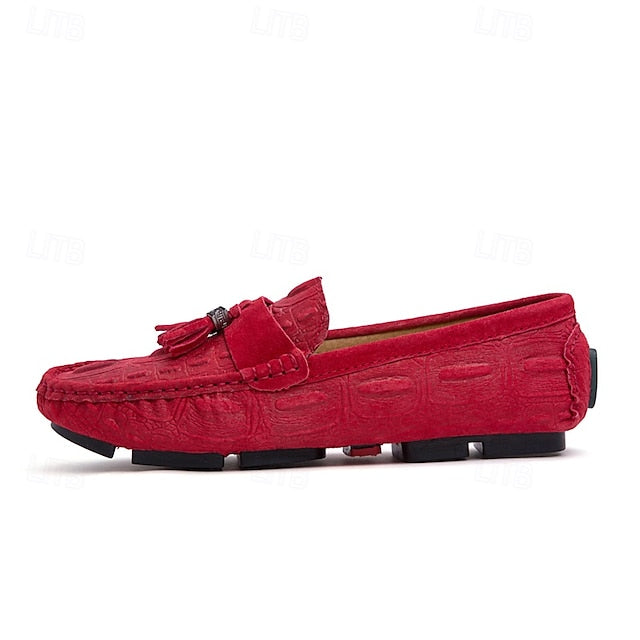 Men's Brown Detail Faux Loafers and with Suede Tassel
