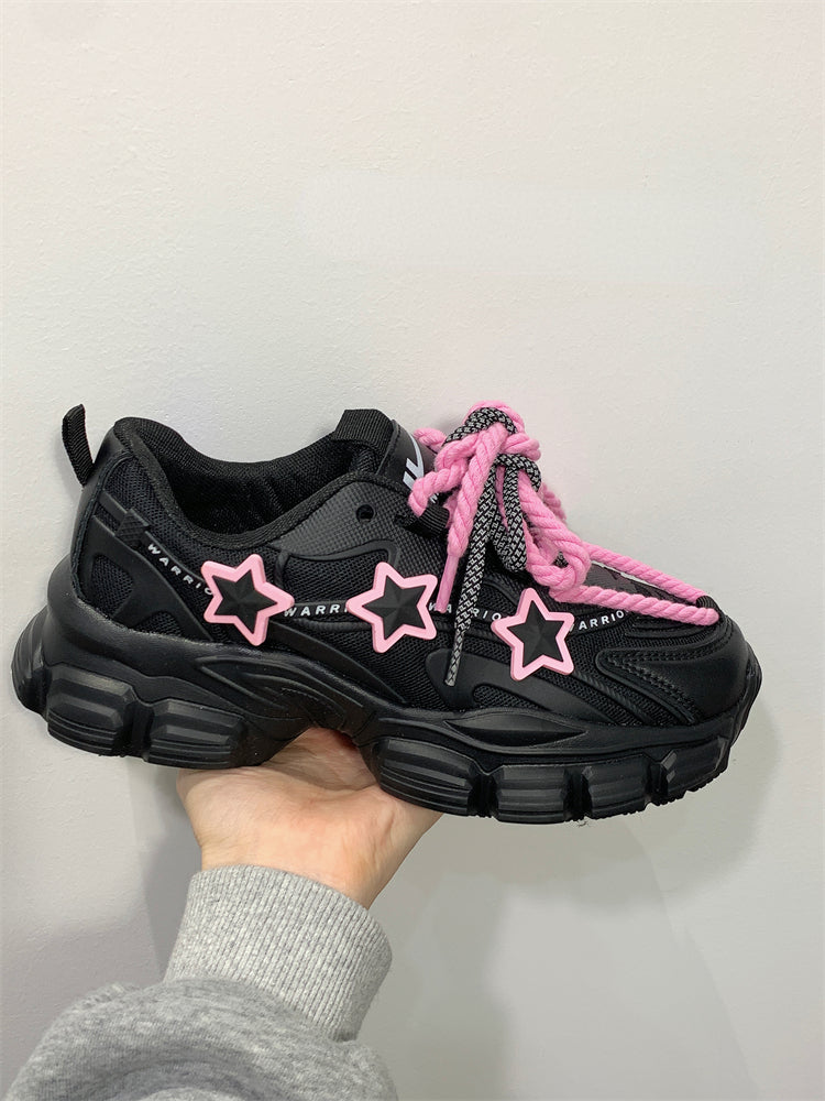 Black Pink Heart Sneakers Shoes Lovercore - Heartzcore MK Kawaii Store