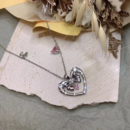 Heart Bow Diamond Necklace Susan