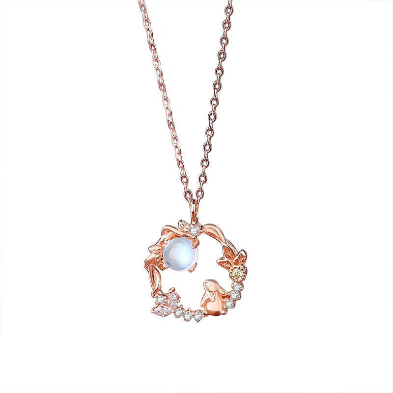 Fairy Rabbit Bunny Moonstone Necklace Susan