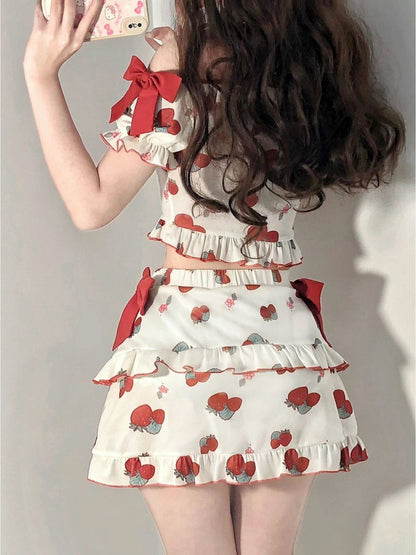 Strawberry Bow Skirt Suit Susan