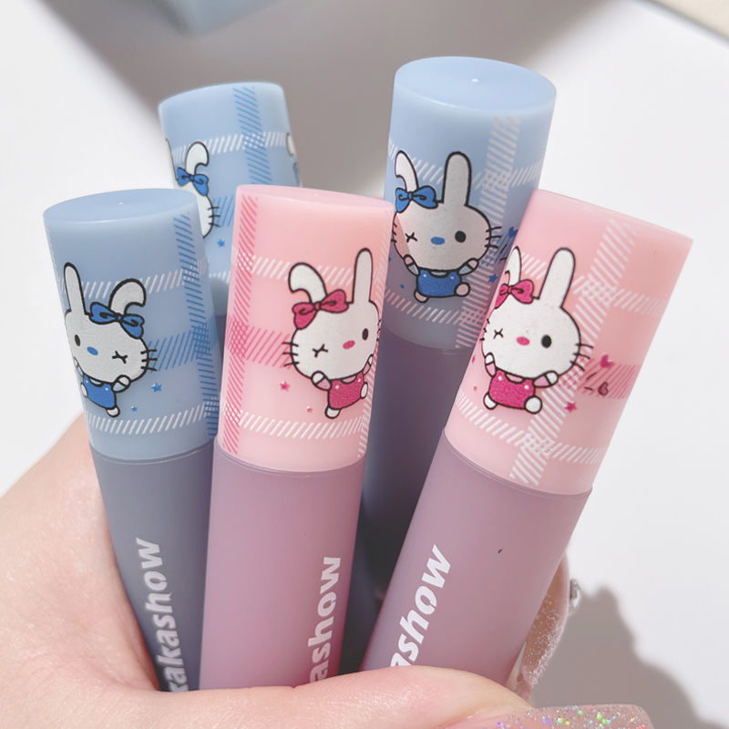 4 Pcs Cute Bunny Mirror Liquid Lipstick Set