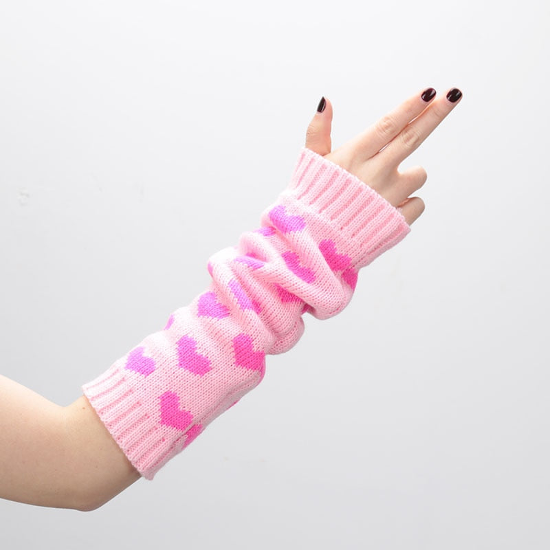Pink Heart Arm Warmers - Cupcake MK Kawaii Store