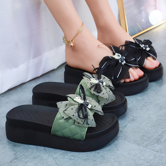 Cute Black Summer Bow with Bear Sandals ON882 MK Kawaii Store