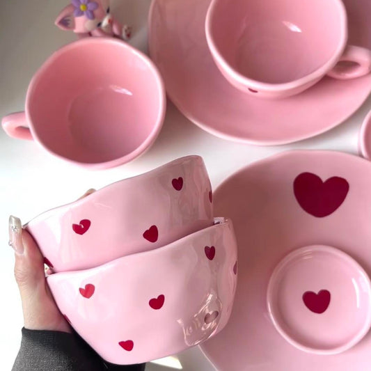 Pink Love Series  Ceramic Tableware Set - Kimi MK Kawaii Store