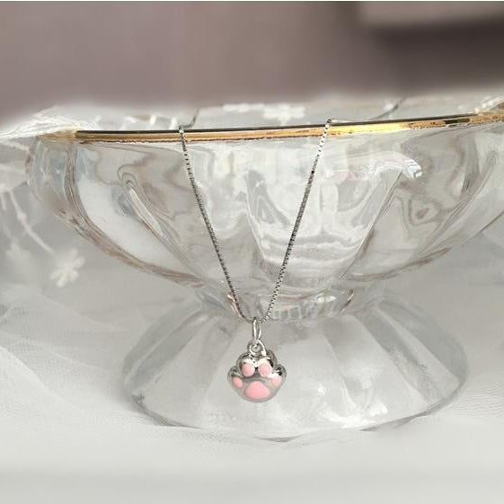 Cute Pink Bell Cat Claw Necklace