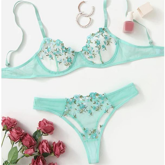 Sweet Green Cute Floral Lingerie SP18627 MK Kawaii Store