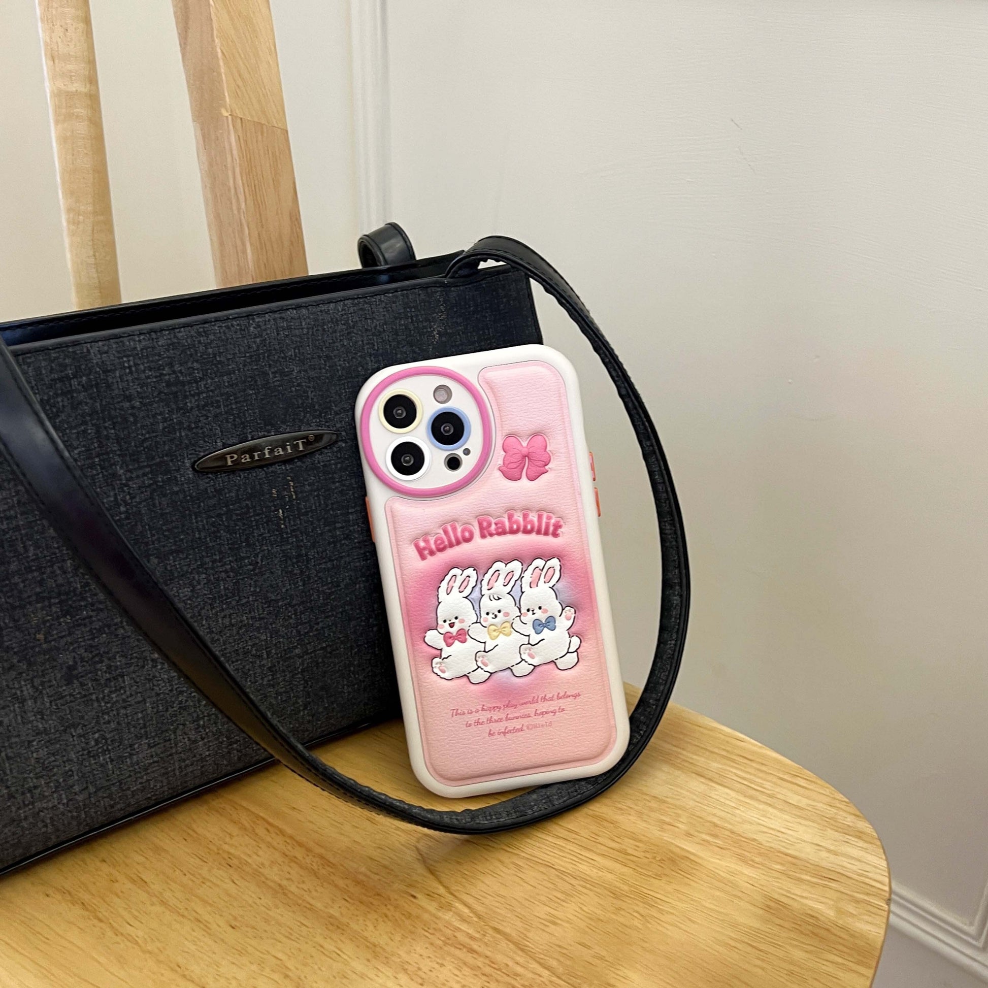 Cute Leather Pink Bow Bunny Phone Case MK18914 Susan