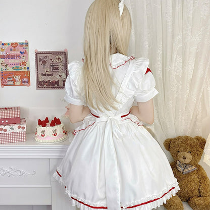 Anna White Red Nurse Maid Dress ON651 MK Kawaii Store