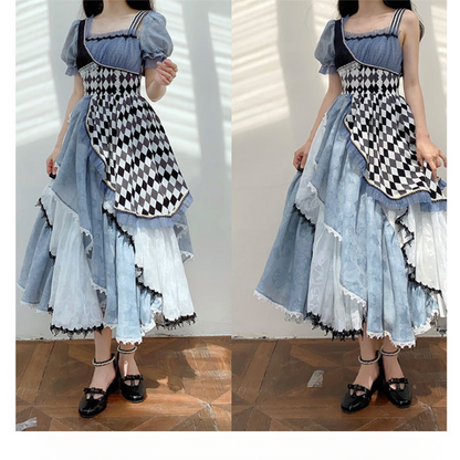 Alice In Wonderland Asymmetrical Retro Lolita Dress ON801 KawaiiMoriStore