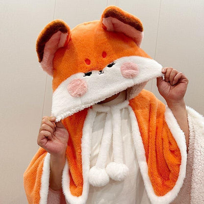 Kawaii Fox Fleece Winter Cape ME54 MK Kawaii Store