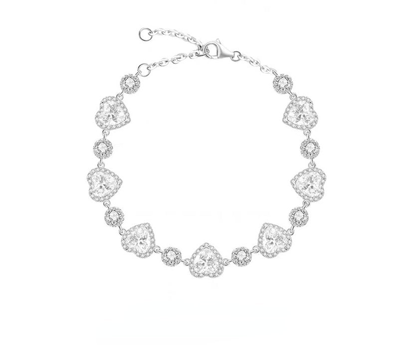 Cute Heart Bowknot Diamond Bracelet Heart Necklace  - Heartzcore