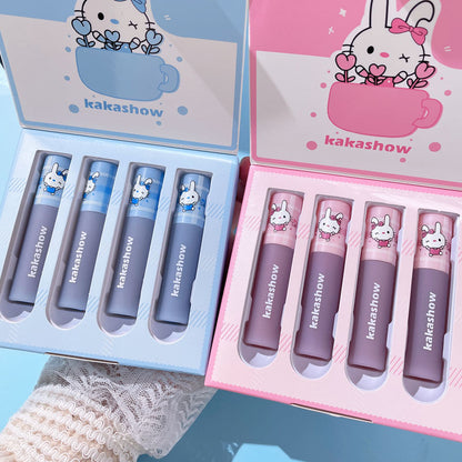 4 Pcs Cute Bunny Mirror Liquid Lipstick Set Susan