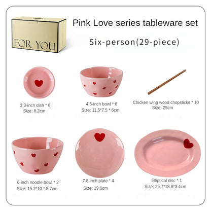 Pink Love Series  Ceramic Tableware Set - Kimi MK Kawaii Store