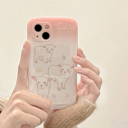 Pink Kawaii Sheep Soft Iphone Case - Heartzcore Heartzcore