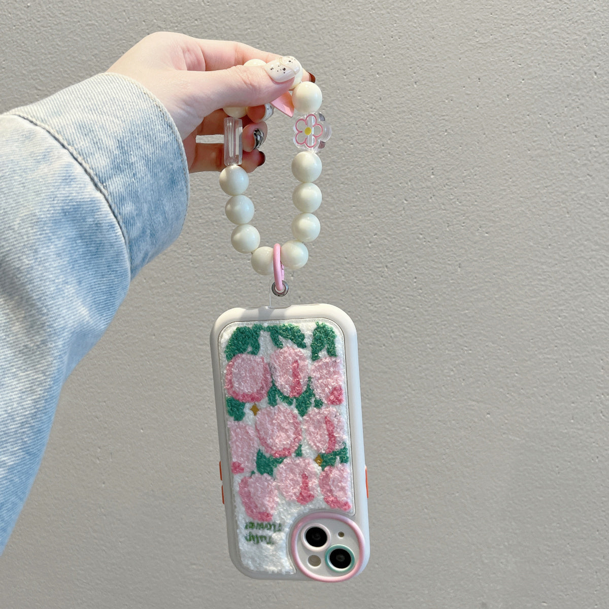 Plush embroidered tulip phone case MK Kawaii Store