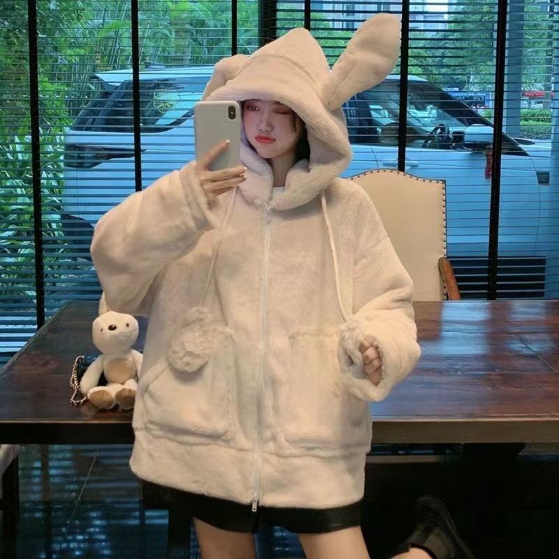 Bunny Rabbit Ear Fluffy Warm Coat MK Kawaii Store