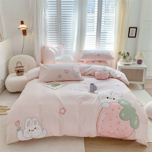 Strawberry Rabbit Four Piece Bed Set Susan