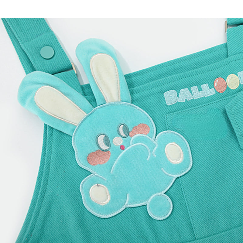 Kawaii Teal Bunny Overalls ON638 KawaiiMoriStore