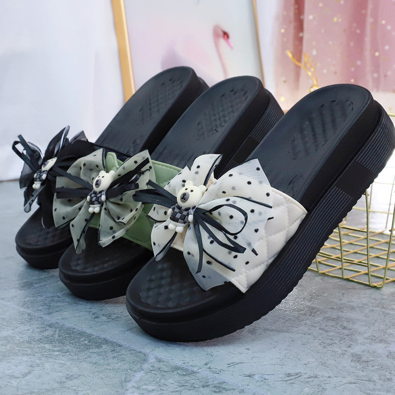 Cute Black Summer Bow with Bear Sandals ON882 MK Kawaii Store