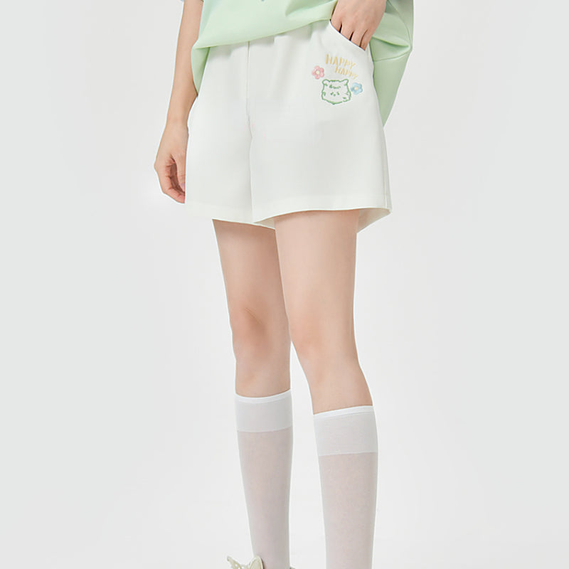 Cute Spring White Bear Shorts MK19174