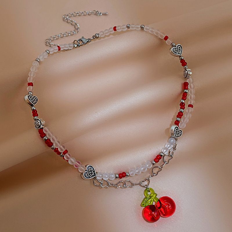 Glass Cherry Necklace  MK18880