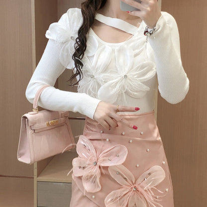 Blooming Flower Pinky Sweater Top MK Kawaii Store