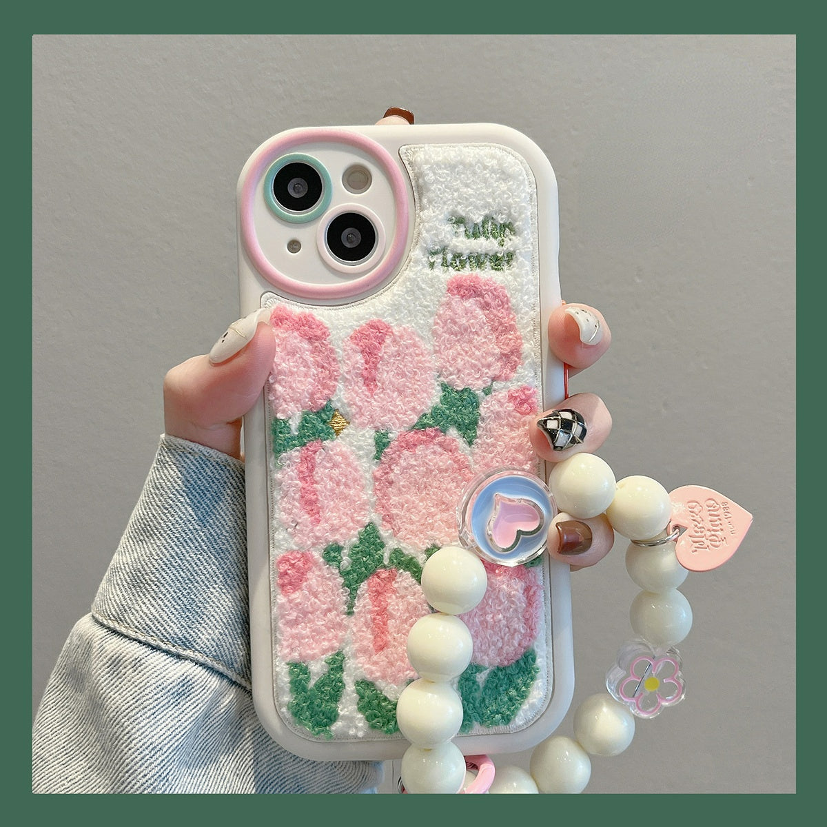 Plush embroidered tulip phone case MK Kawaii Store