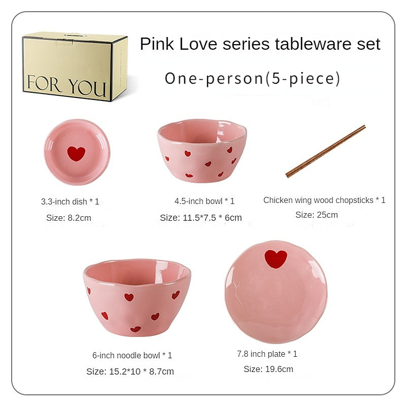 Pink Love Series  Ceramic Tableware Set - Kimi MK Kawaii Store