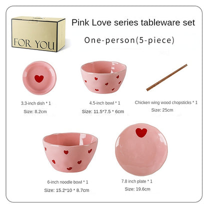 Pink Love Series  Ceramic Tableware Set - Kimi MK Kawaii Store