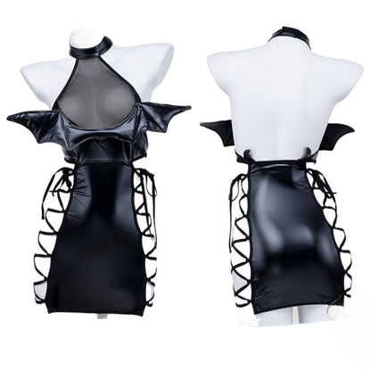 Black Lace Up Vampire Rose Wings Dress ON904 KawaiiMoriStore