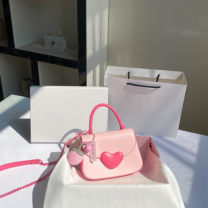 Sweet Pink Heart Square Cross-body Bag