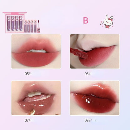 4 Pcs Cute Bunny Mirror Liquid Lipstick Set Susan