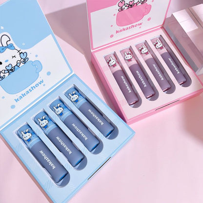 4 Pcs Cute Bunny Mirror Liquid Lipstick Set Susan