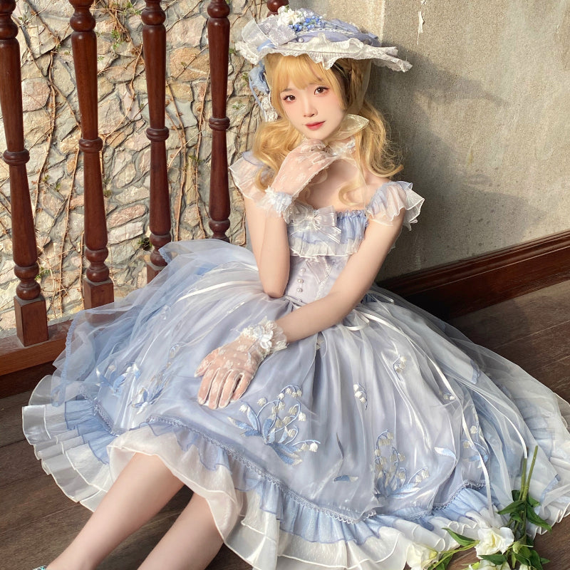Blue Lily Vintage Style Lace-up Princess Lolita Dress ON810